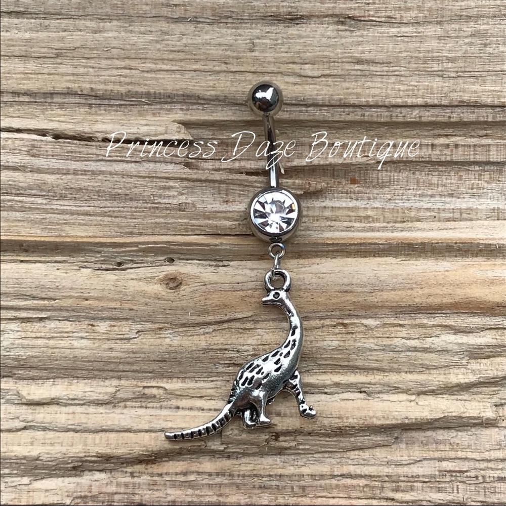 Silver Dinosaur Belly Button‎ Ring